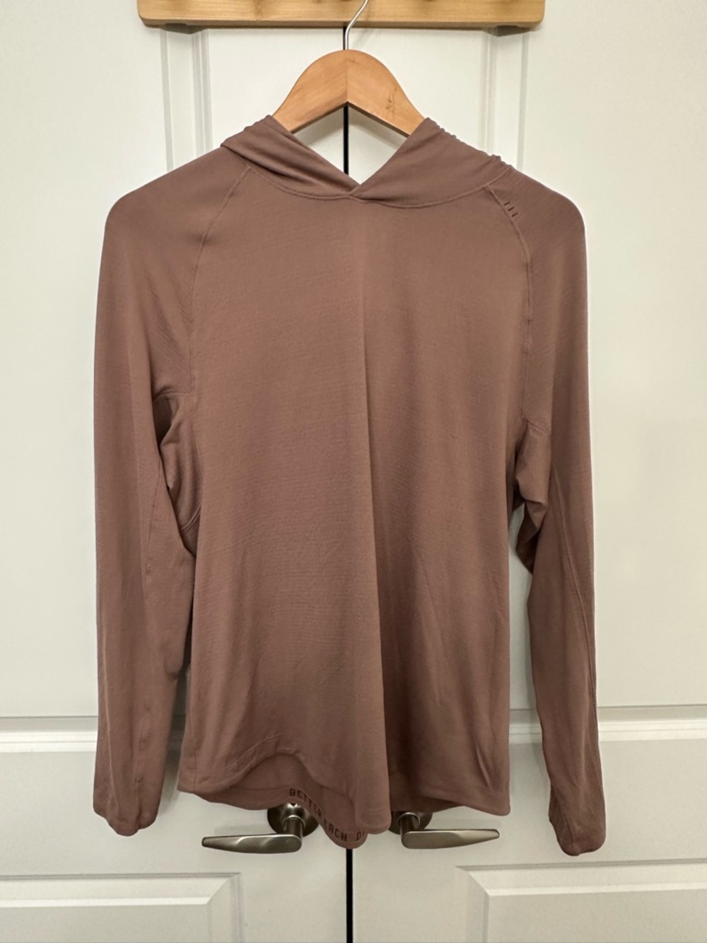 lululemon athletica long sleeve hooded top in mauve brown